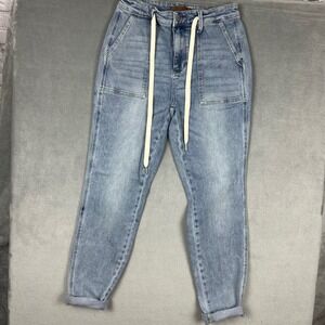 Judy Blue Light Wash High Rise Drawstring Jogger Jeans JB88691 Size 9/29 Stretch